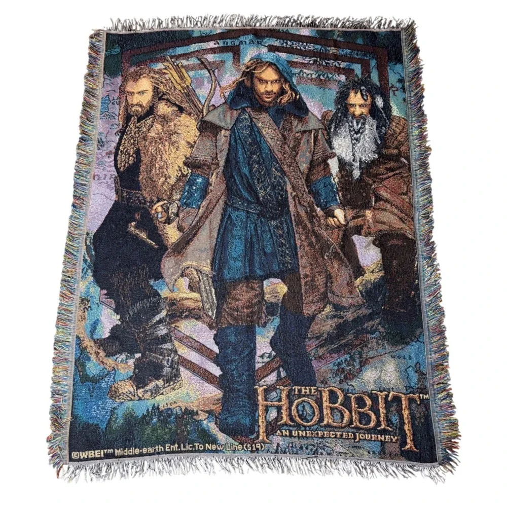 The Hobbit An Unexpected Journey Tapestry Blanket OS Multicolor Excellent Woven